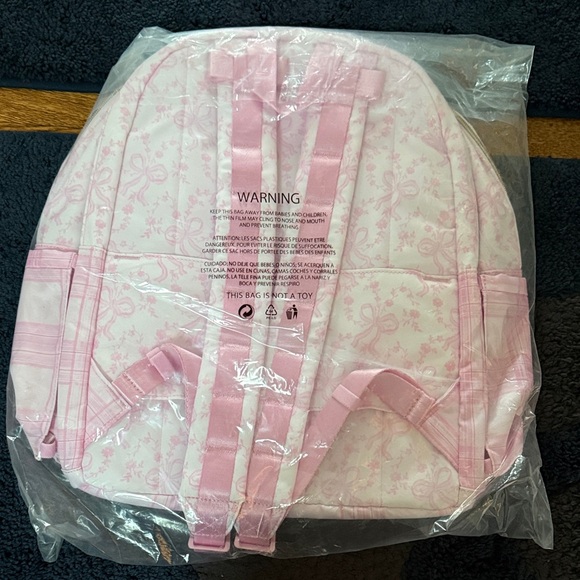 LoveShackFancy STATE Pink and White Plaid Backpack 100% authentic